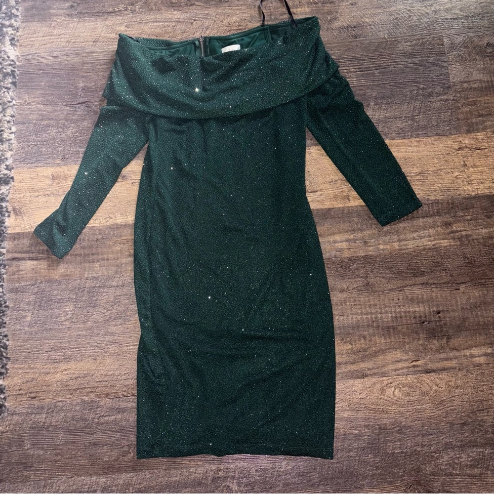 Premier Sparkling Green Off-Shoulder Dress